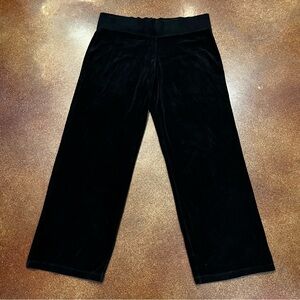Talbots Black Velour Wide-Leg Pull-On Pants Sz L